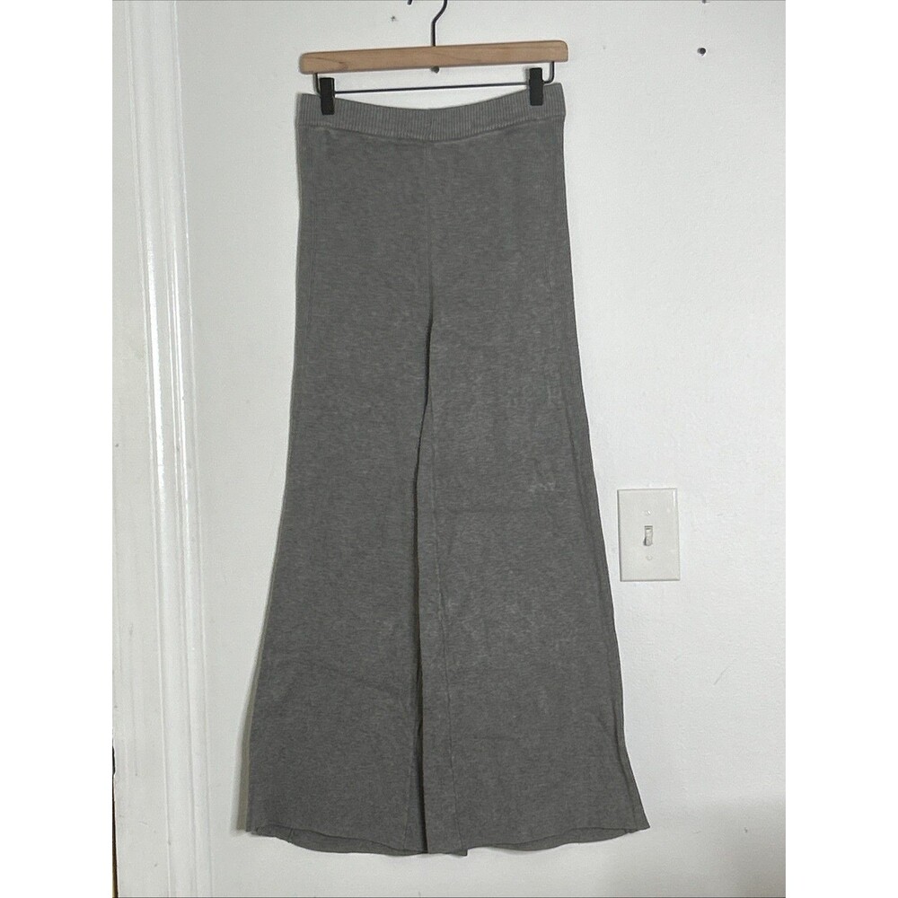 House of Harlow 1960 Gray Flare Wide Leg Ribbed Knit Sweater Pants Size Small